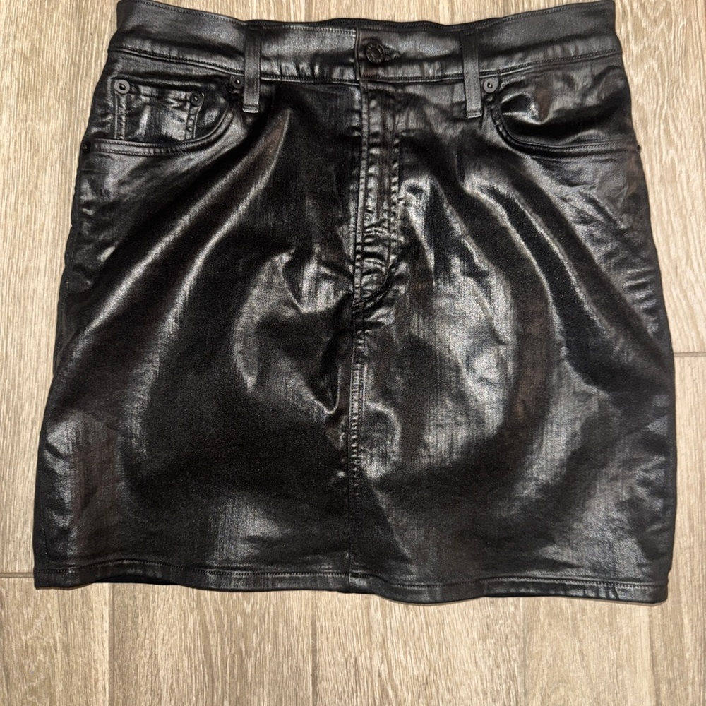 Agolde Shiny Black Mini Skirt